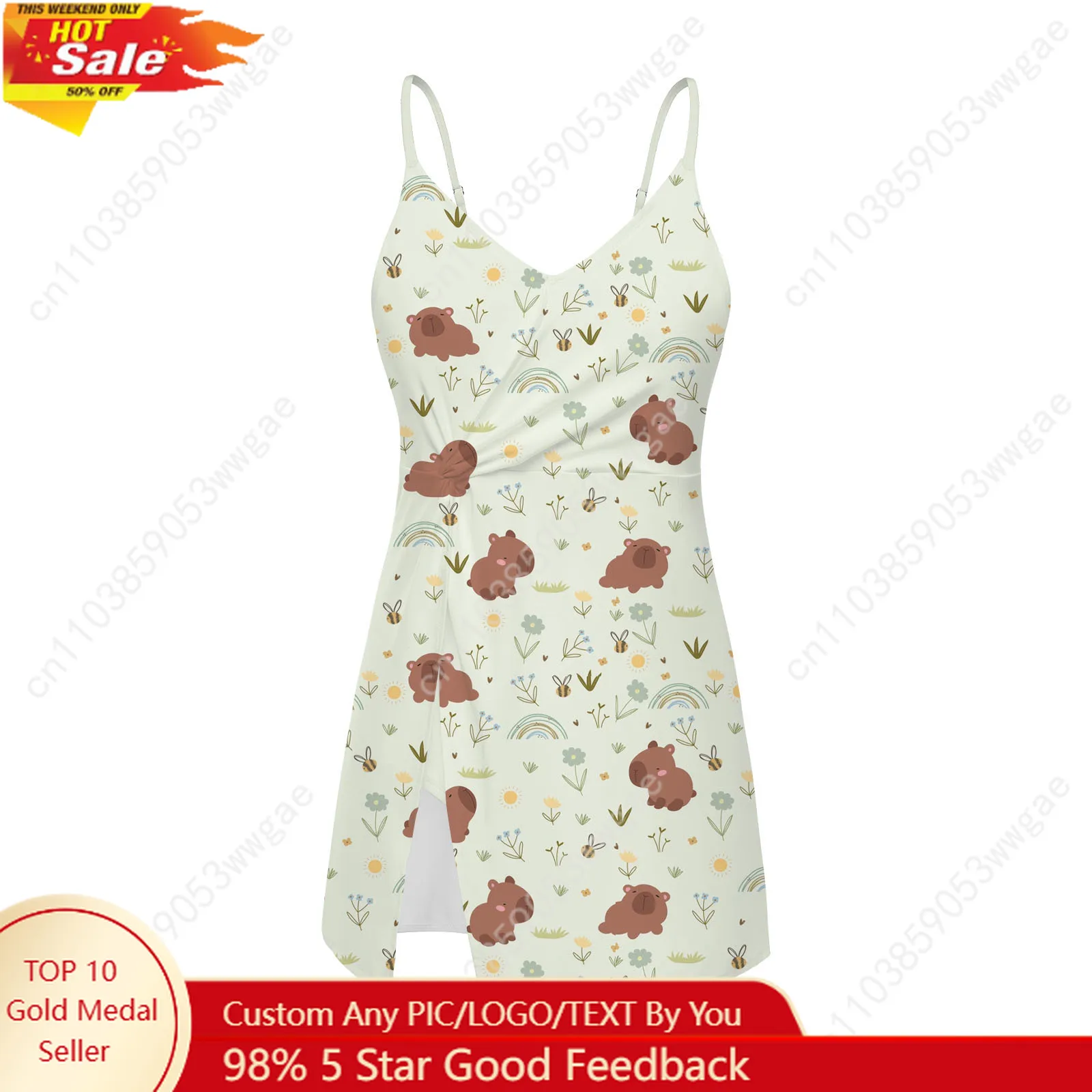 Capybara Sling Dress Swimsuit Womens Bathing Suits Personalized Fashion Swimwear Pool Party Beach Bikini Custom Made Beachwear