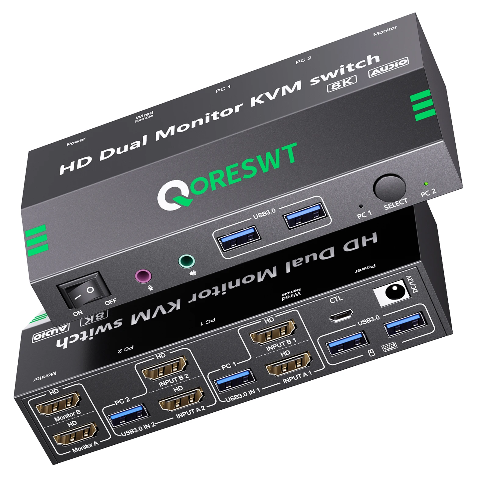 QORESWT KVM Switch with Audio  - Hdmi Kvm Switch 4 Port Dual Monitor review and price