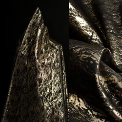 Black Gold Wave Plain Weave Chinese Style Double-sided Jacquard Fabric Hanfu Qipao Skirt Retro Clothing Designer Fabric