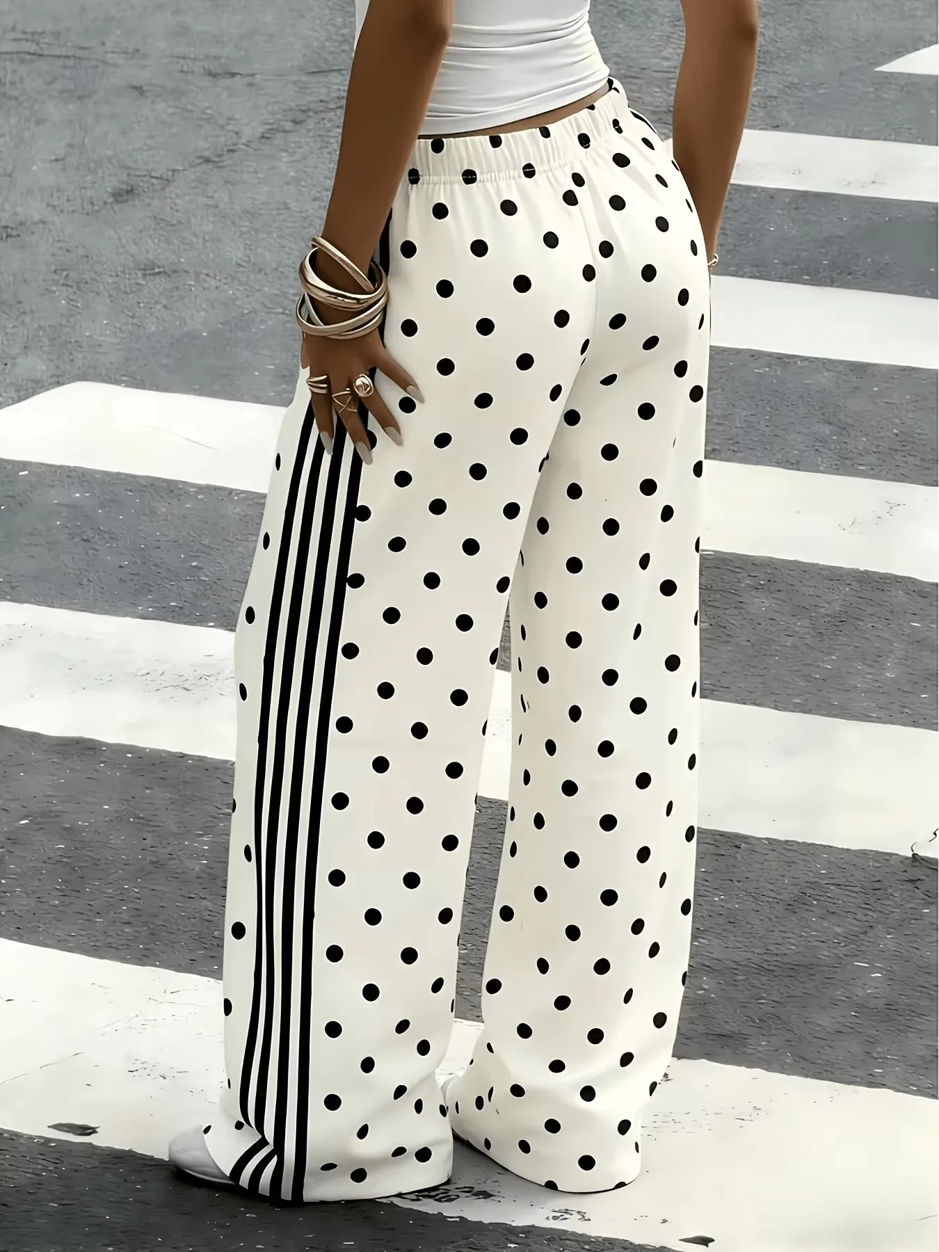 Hot Selling Unisex 3D Black Polka Dot Printed Quick Drying Straight Leg Pants, Hip-hop Street Casual Sports