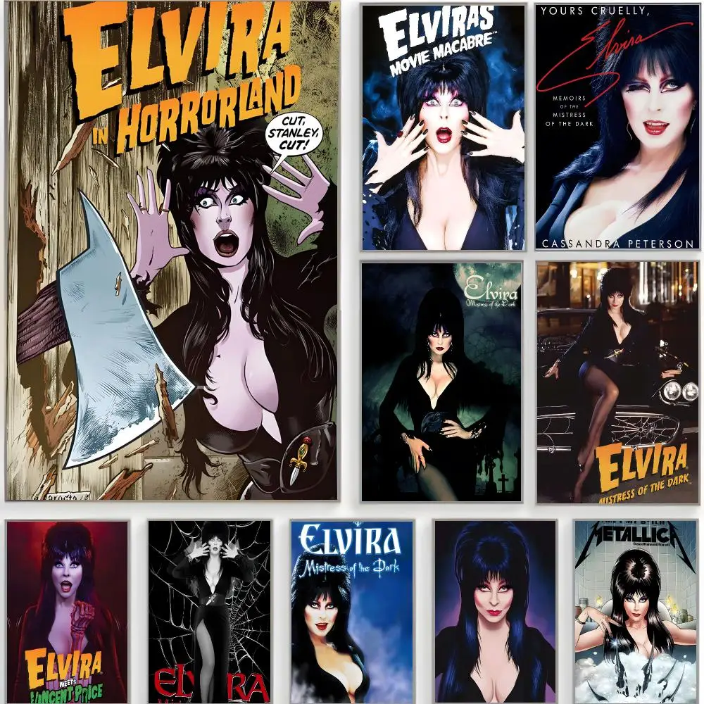horror character e-elvira mistress of the dark Poster Classic Wall Art  Home Decor  Peel and Stick Unframed