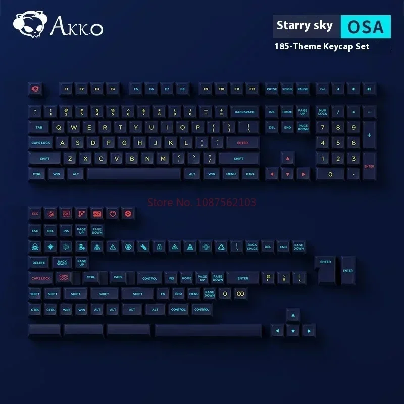 Imagem -05 - Conjunto de Keycap Akko Starry Night Perfil Osa de 187 Teclas Teclado Mecânico Pbt Teclas de Disparo Duplo Compatíveis com os Principais Layouts