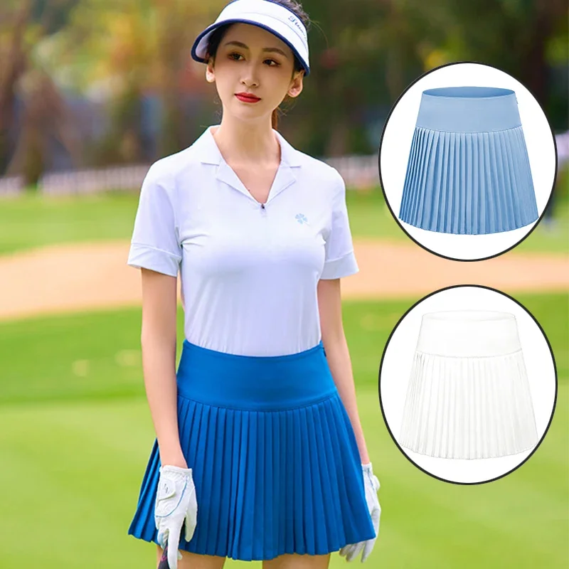 TTYGJ Women Sports Tennis Golf Skirts High Waist Pleated Skirt Ladies Quick Dry Slim Golf Skorts with Inner Shorts A-lined Wear