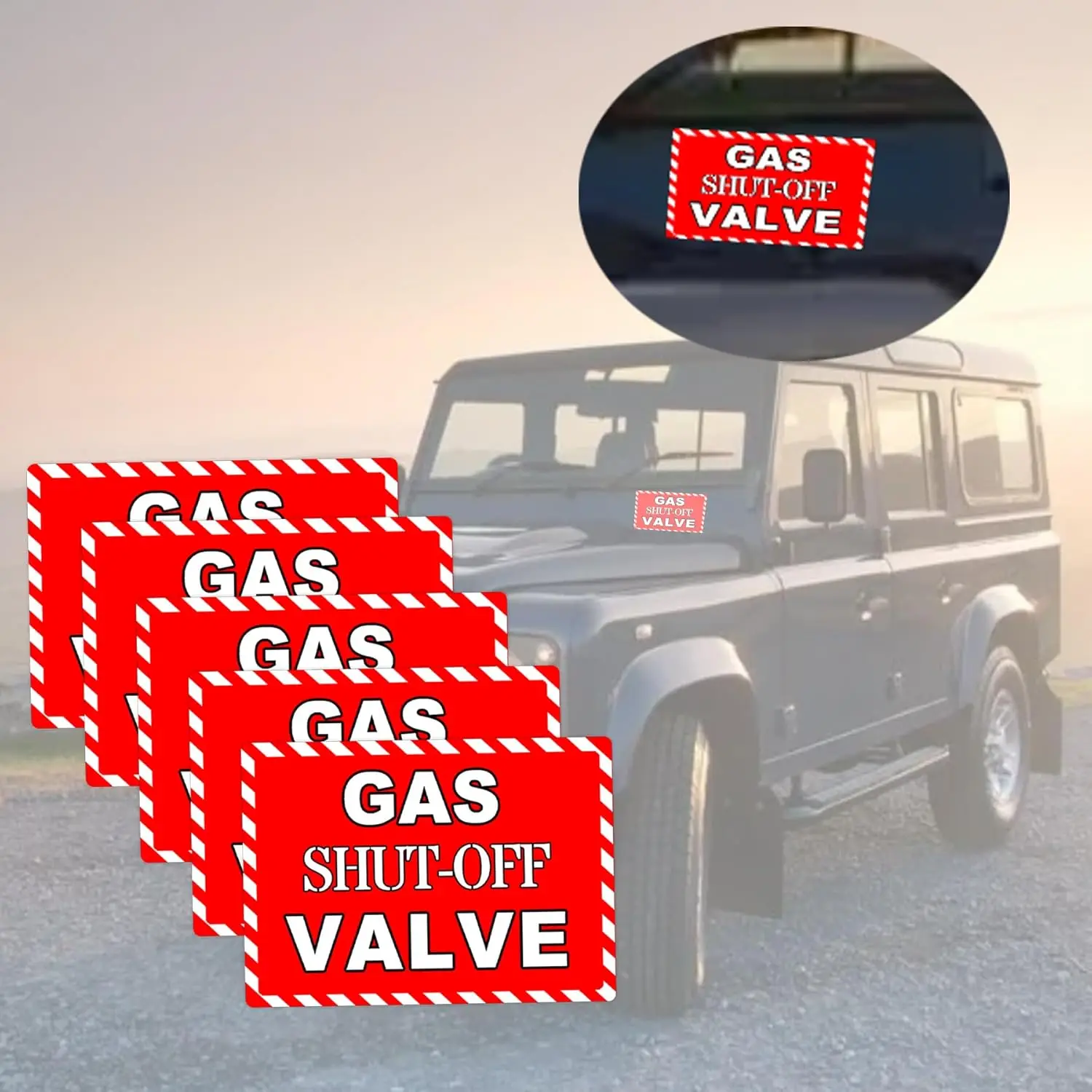 Gas Afsluitklep Sticker Gas Afsluitklep Gevaar Noodlabel Sticker 7X5 Inch 5 Stuks