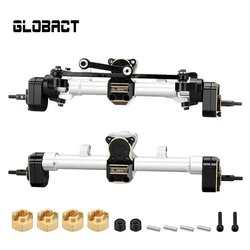 GLOBACT Aluminum Brass Axle Front Rear Portal Axle Housing with Steel Gears and Drive Shaft for 1/24 Axial SCX24 RC Crawler Car