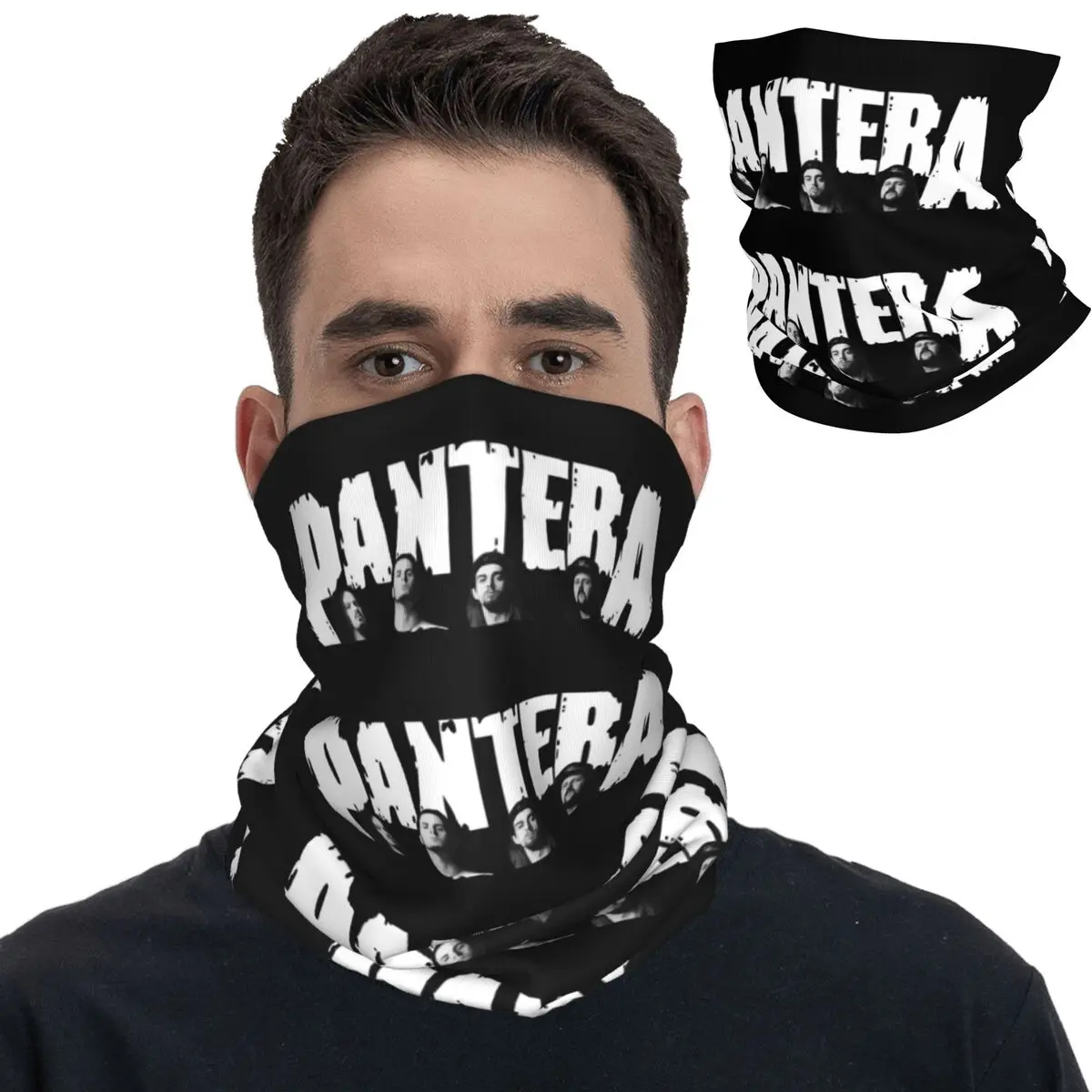 Heavy Metal Pantera Bandana Neck Cover Printed Rock Roll Wrap Scarf Multifunctional Face Mask Outdoor Sports Unisex Breathable