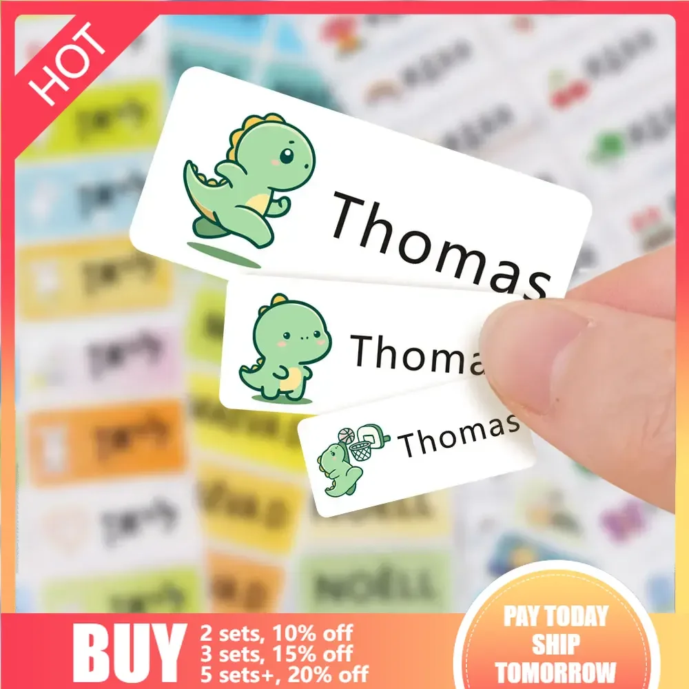 

3 Size Personalized Name Stickers for Children Israel Waterproof Cartoon Decals Personalized Tags Stationery School Supplies