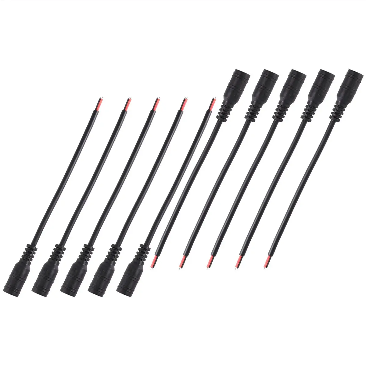 AT42 10pcs 12V DC Power Plug Female Jack Plug Connector Cable 5.5X2.1mm With Cord Cable 15CM for CCTV LED Strip Light