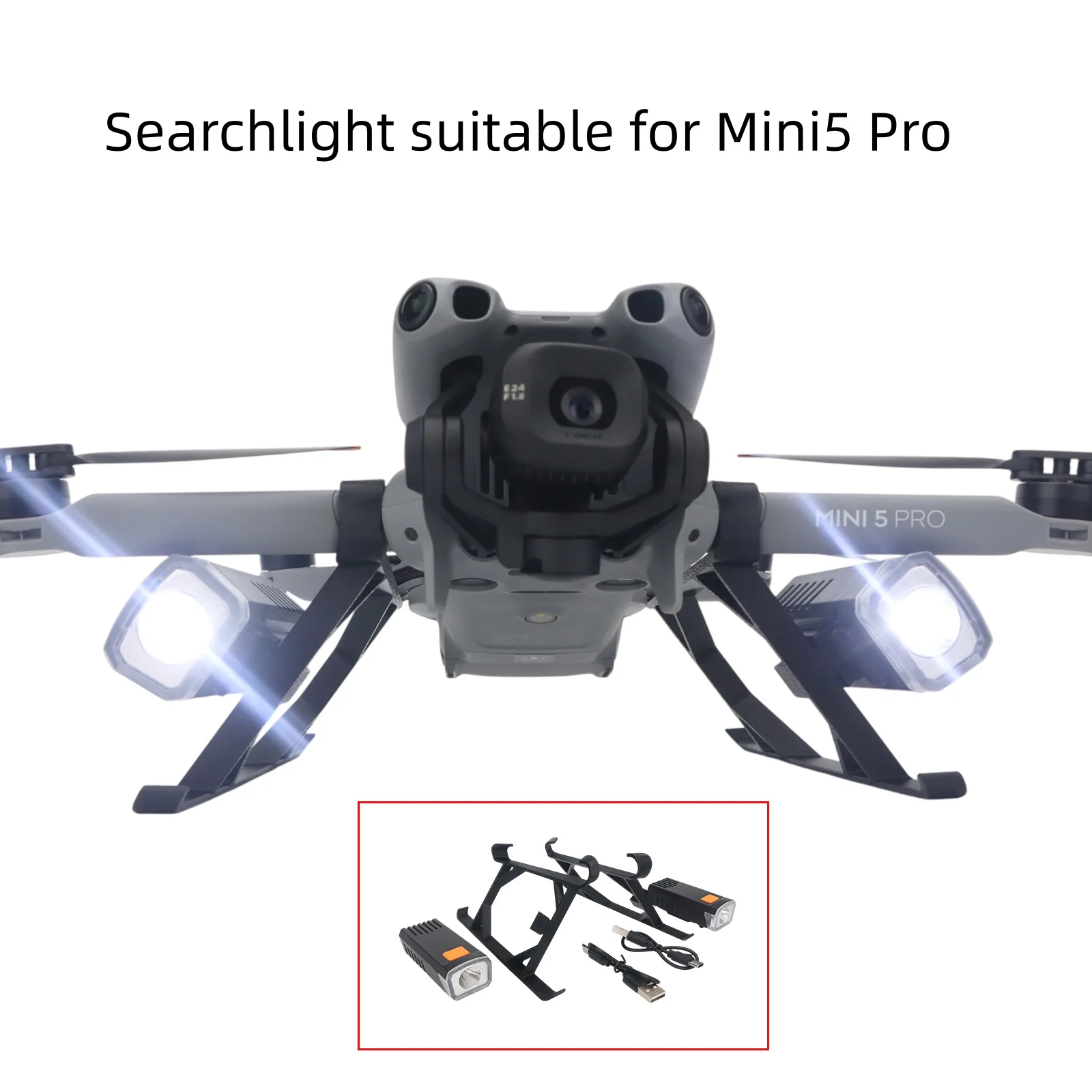 كشاف أمامي للطائرة بدون طيار كشاف ليلي لـ DJI Mini 5 Pro، ضوء ملء ليلي مع حامل دعامة تثبيت، ملحقات إضاءة البحث بدون طيار #2