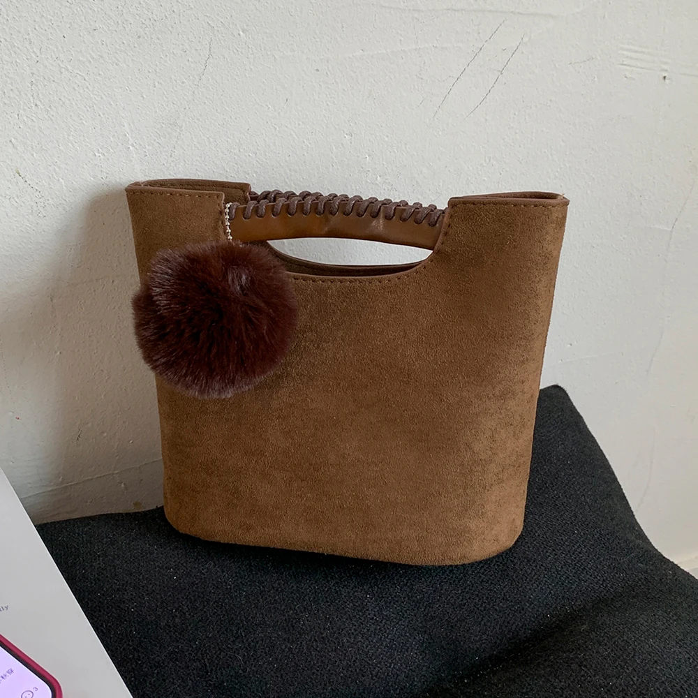 

Женская квадратная замшевая сумка-мешок в стиле ретро, осенне-зимняя винтажная однотонная сумка, высококачественные универсальные сумки через плечо для поездок на работу