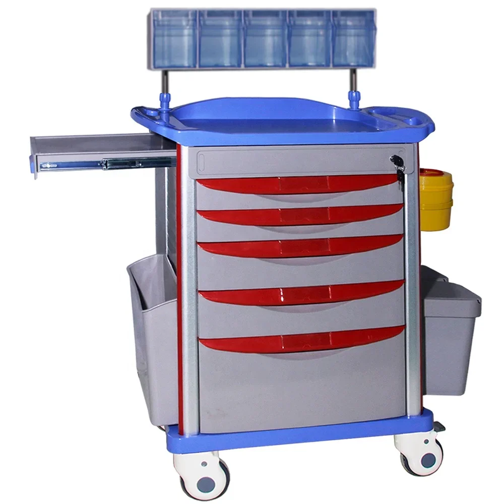 hospital medical crash cart manufacturers first line emergency drugs resuscitation trolley