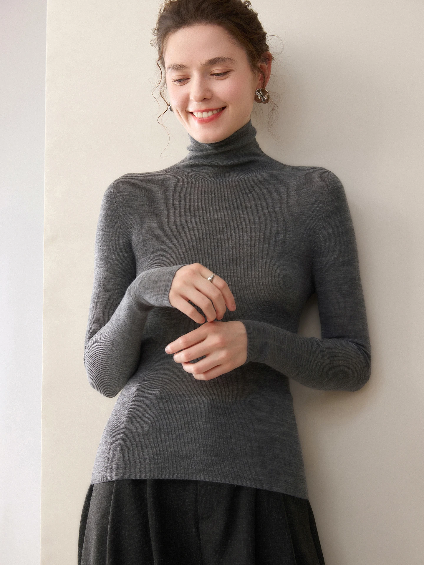 New 100% Merino Wool Women Turtleneck Sweater Female Knitted Slim Fit Warm Pullover Ladies Bottom Cozy Long Sleeve Clothing Top