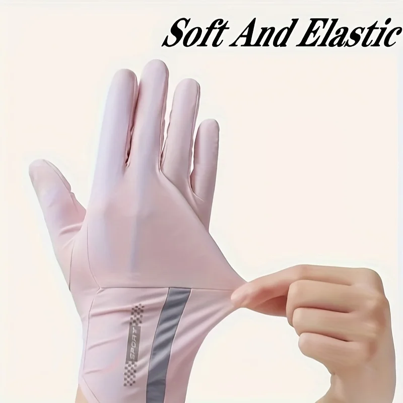 Summer Sunscreen Gloves Women Thin Ice Silk Anti-ultraviolet Dew Finger Touch Screen Driving Riding Non-slip Breathable Gloves