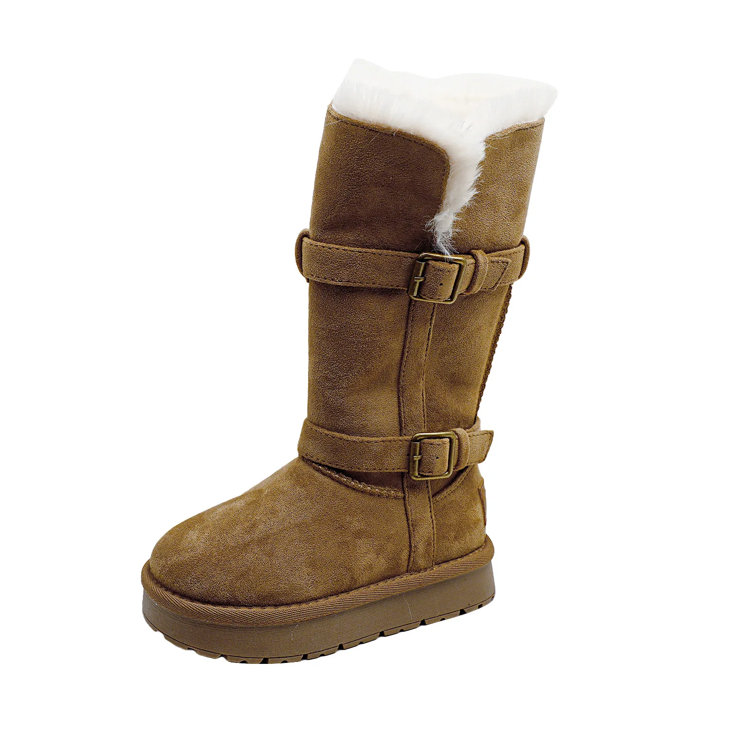 

Зимние модные модные флисовые утепленные зимние сапоги с двойной кожаной пряжкой для мальчиков и девочек, детские длинные сапоги с меховой подкладкой для малышей