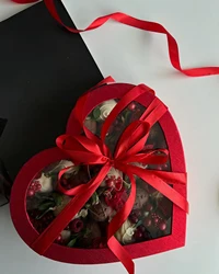 Empty Big 30.5cm Chocolate Sweets Charcuterie Packaging Heart Shaped Gift Box With Window Valentines Day