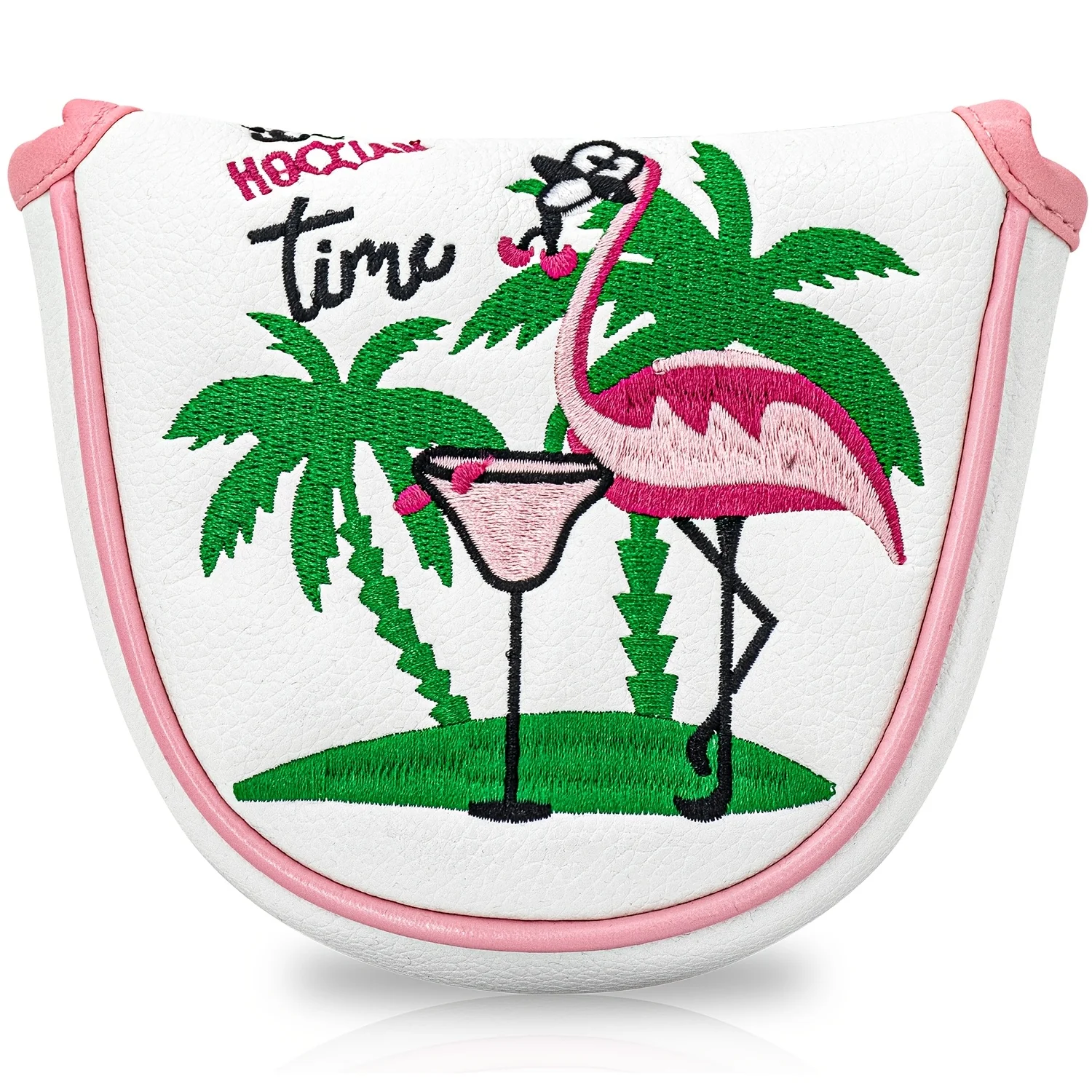 1pc Flamingo Golf Club Headcover - PU Embroidery Putter Cover with Flamingo Design, Suitable for Most Golf Clubs,