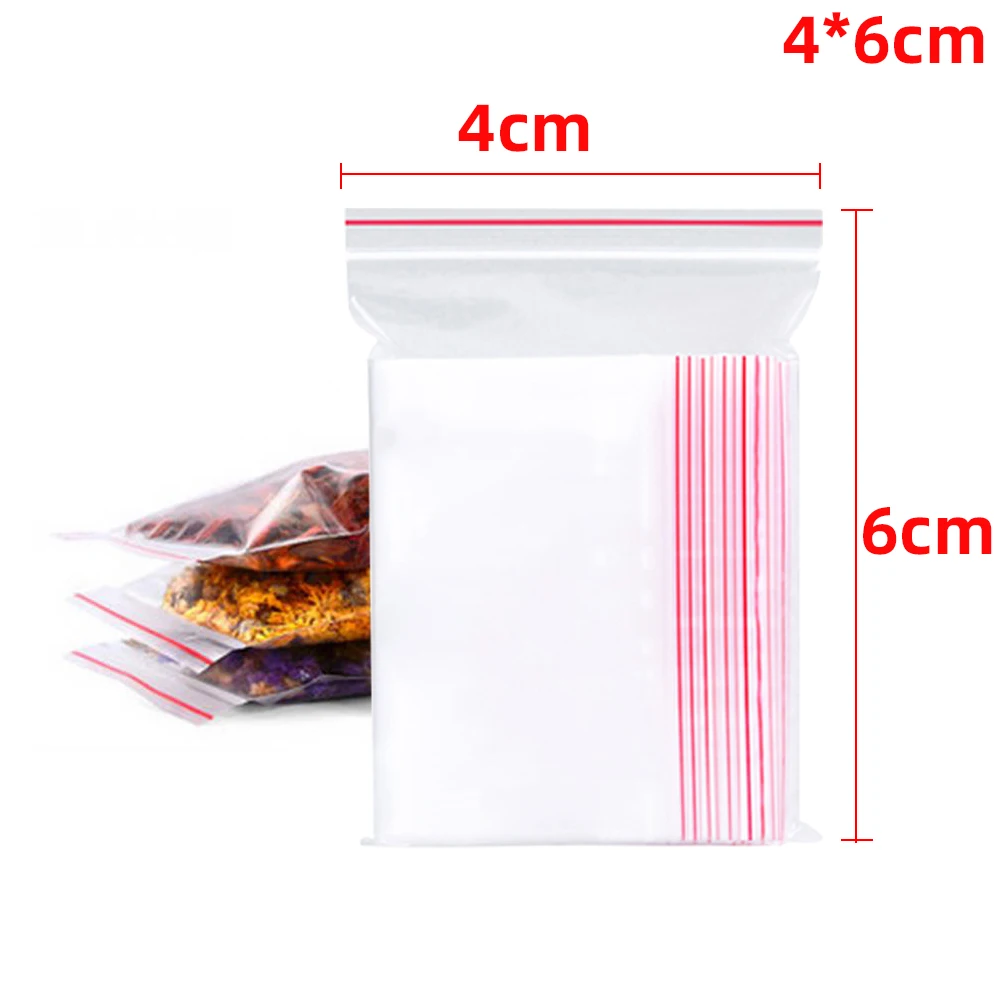 100-500PCS Hersluitbare Zip Lock Plastic Zakken Self Seal Clear Poly Bag Voedsel Opslag Pakket Zakjes Vacuüm verse Organiseren Zak