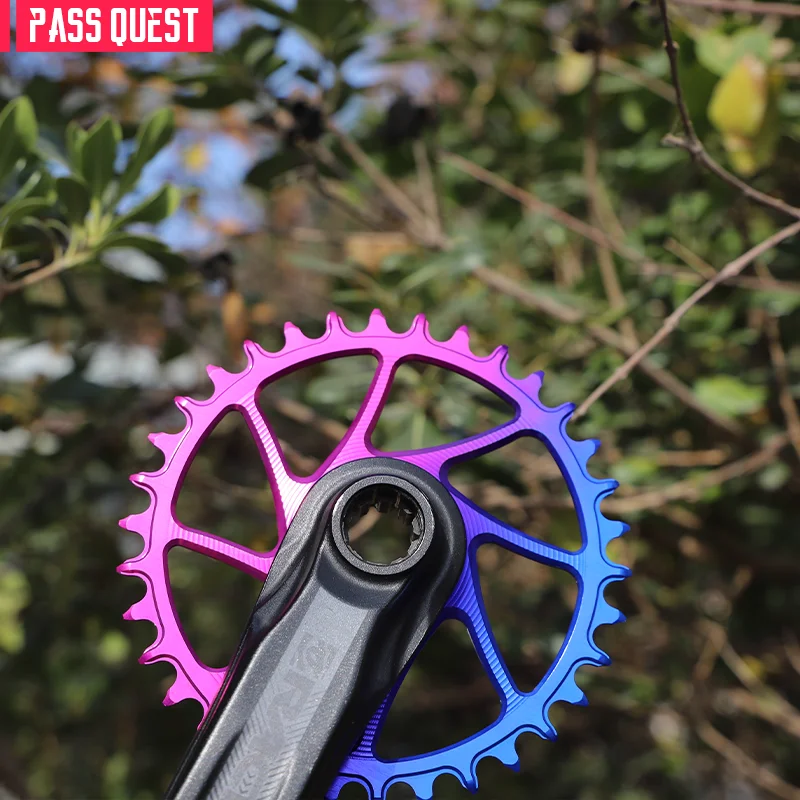 PASS QUEST Raface Crank 1X Boost Compatible Direct Mount Crankset, Gradient Two Tone Narrow Wide Chainring, 3mm Offset, 28-38T