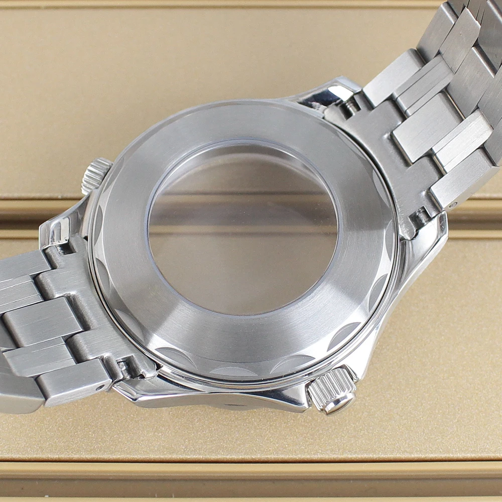 41 مللي متر 100 متر مقاوم للماء ساعة اكسسوارات الياقوت الزجاج ل سيماستر NH34 NH35 NH36 NH72 حركة للطي مشبك حزام ساعة اليد