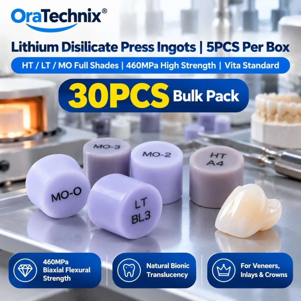 30PCS Lithium Disilicate Press Ingots 460MPa HT LT MO Vita Shades for Dental Lab Material Press Veneers Crowns