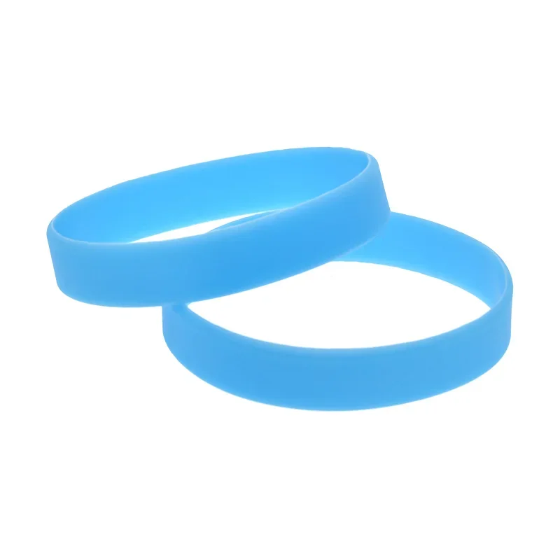 50 Pcs Blue Plain Band Silicone Bracelet for Night Runner Glow in Dark Youth Size