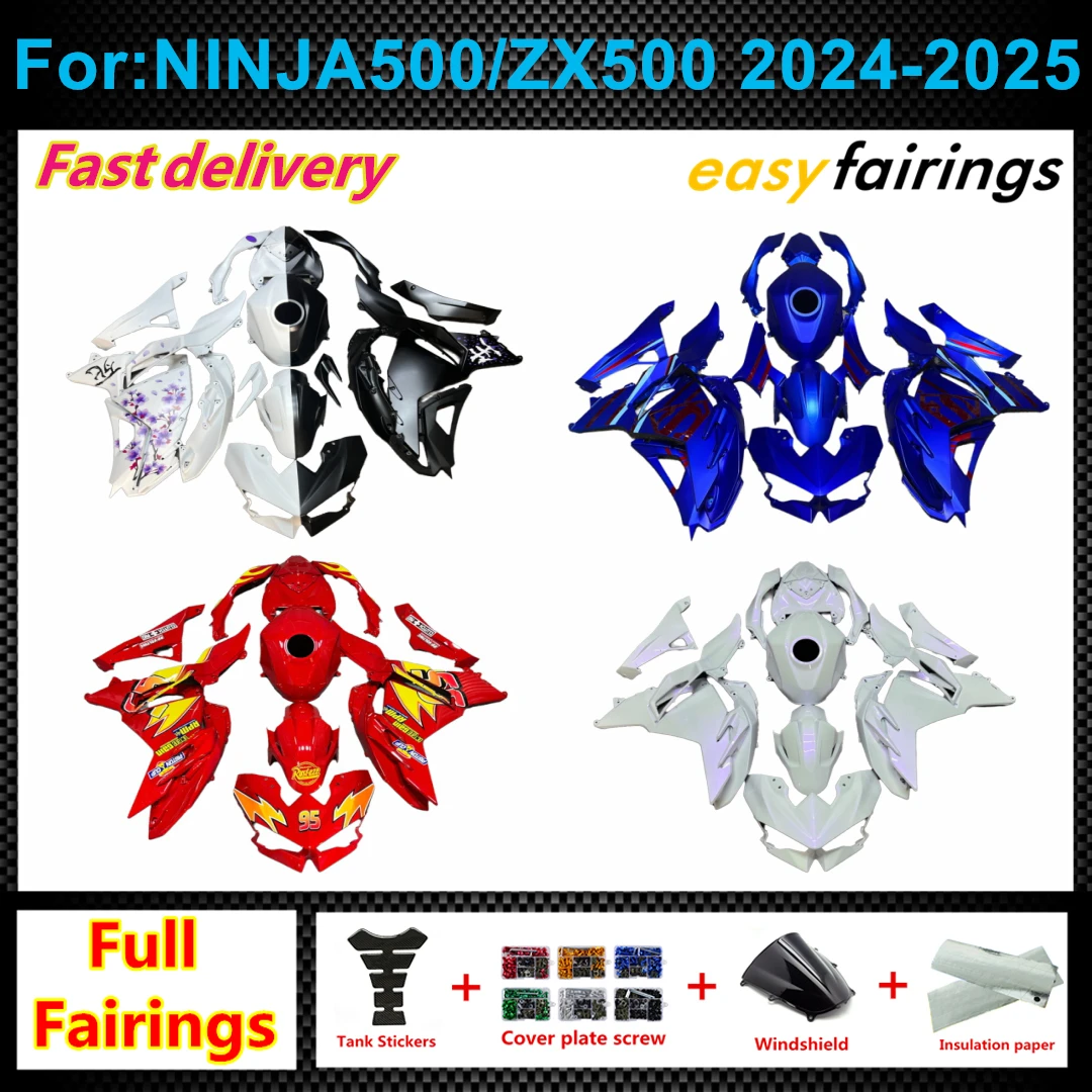 NINJA500 EX500 Aftermarket Full Fairing Bodywork Set ABS Injection Molding Precise Pre-Drilled Fairings Covers Kit 24-26 Fit