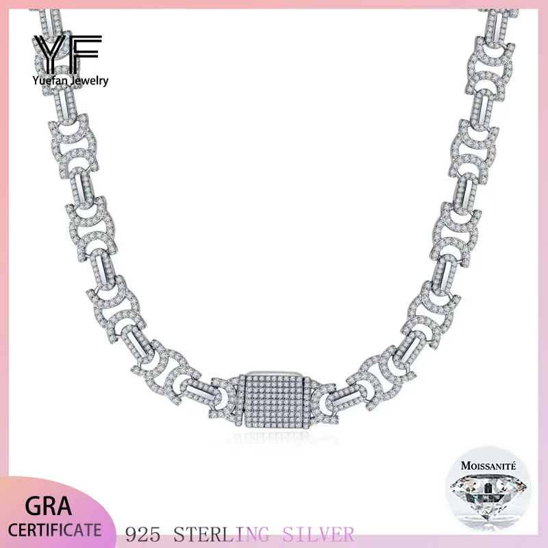 

S925 Серебро Муассанит Кубинские звенья Ожерелья 17,5 ~ 27,5 дюймов Ювелирные изделия в стиле хип-хоп Персонализированная настройка Подарок на День святого Валентина