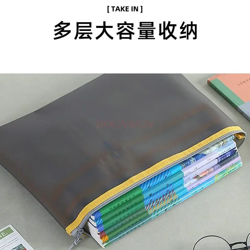 1pcs File zipper bag, thickened layered book bag, certificate, pregnancy test receipt, file storage bag, classified waterproof