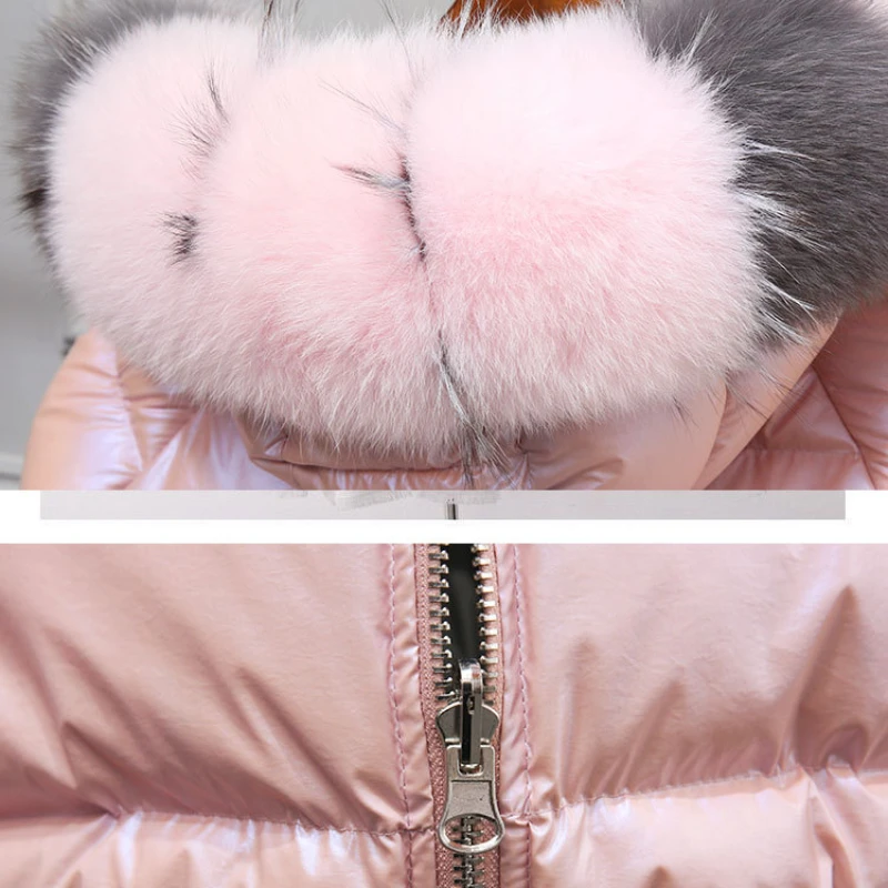 Women\'s Faux Fox Fur Hooded Outwear, Double-Sided Wear, Glossy Coat, Loose, Warm, Short, Silver, Pink, Winter Fashion, New