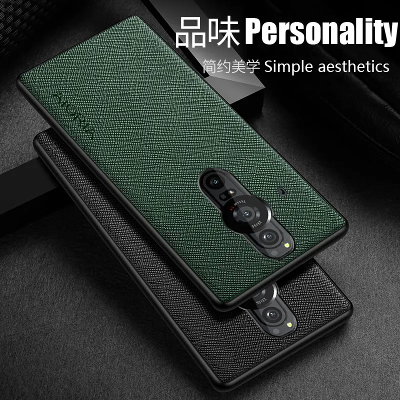 Capa de telefone de couro para Sony Xperia pro I pro-I funda com padrão cruzado, capa de luxo para Xperia pro I
