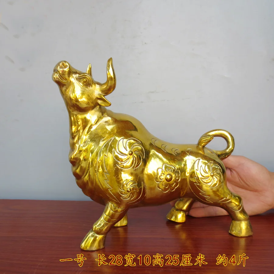 

2023 HOME SHOP Company Business booming Money Drawing bring good luck money Success Bull FENG SHUI Auspicious brass statue