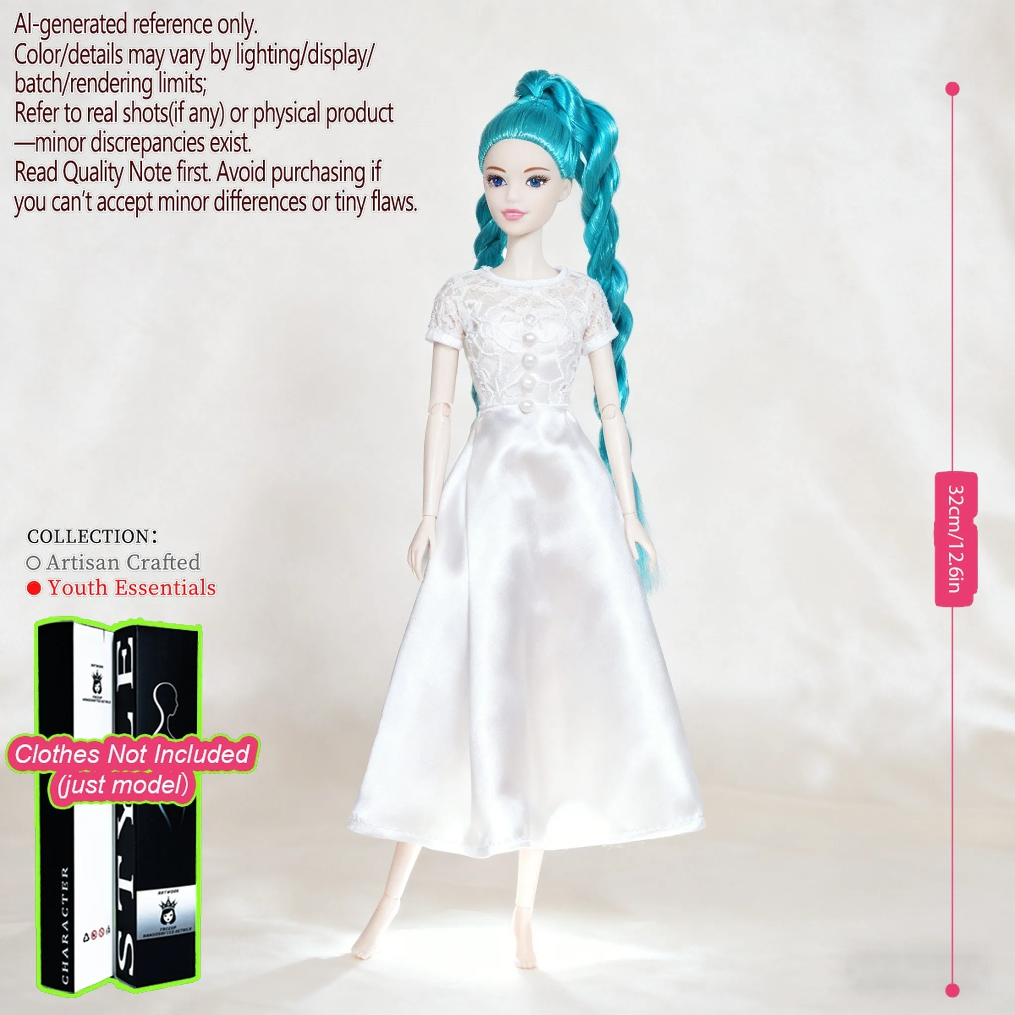 12.6인치 관절형 인형 1/6 스케일 12관절, 교체 가능한 메이크업 BJD (의류 없음)