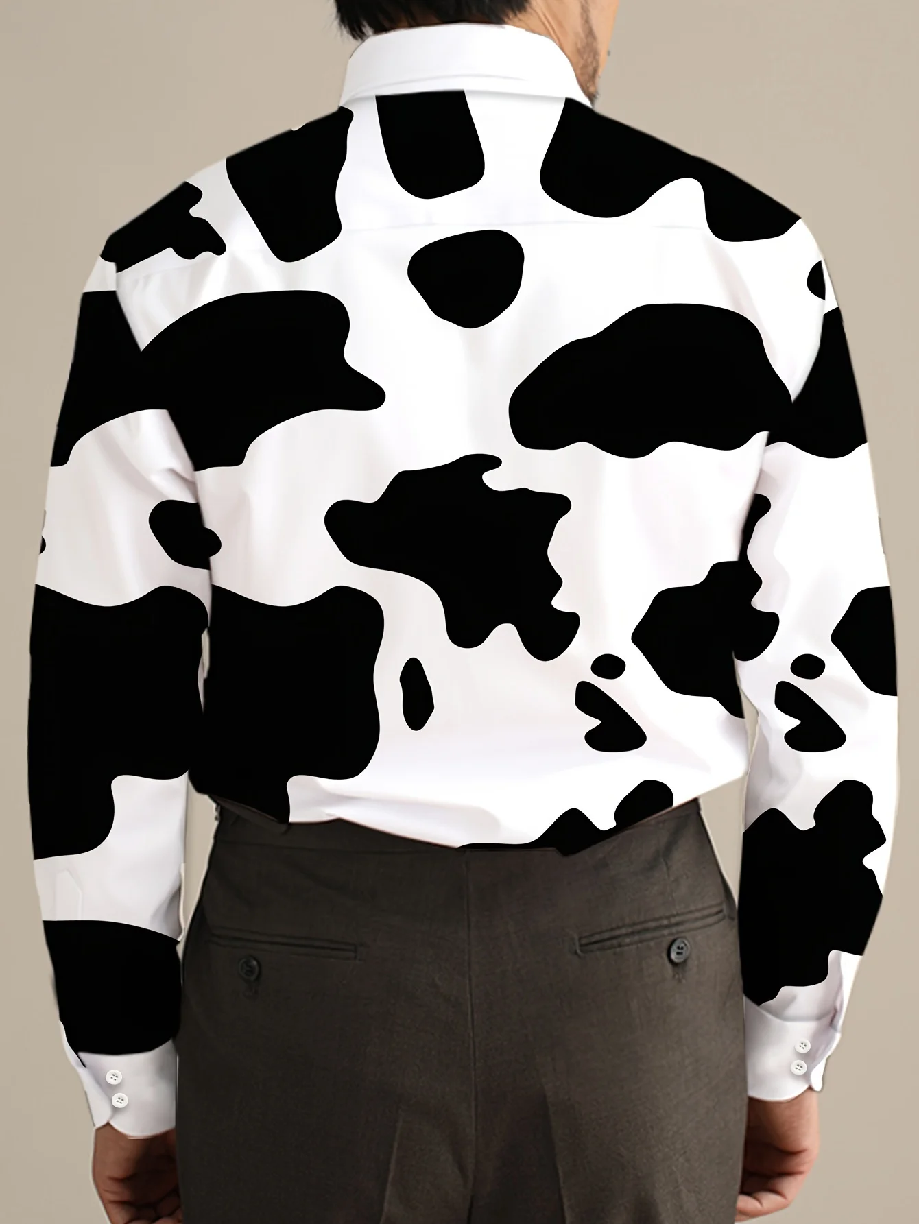 Bohemian Geometric Print Long Sleeve Shirt - Bold YES Text , Regular Fit Button-Up Shirt for Men & Women, Casual