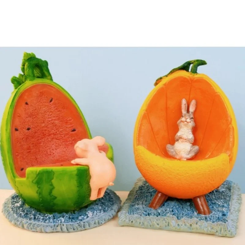 

Kawaii Watermelon Phone Stand Creative Pig Rabbit Cute Ornament Desktop Workstation Decoration Soothe Healing Toys Birthday Gift