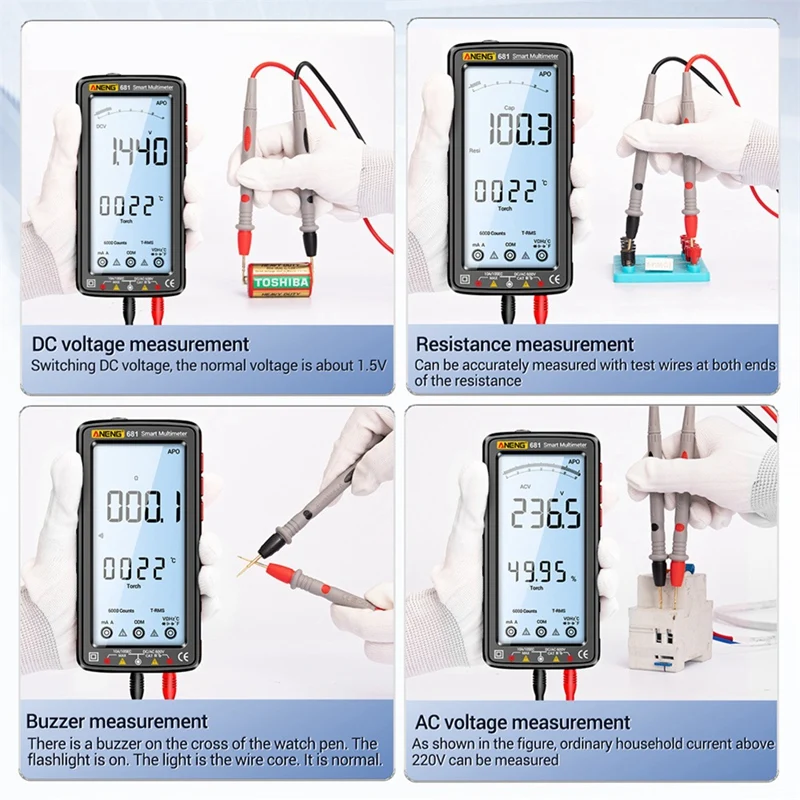 ANENG 681 Rechargable Digital Multimeter Non-Contact Voltage Tester AC/DC Voltage Meter LCD Screen Current Tester Easy To Use