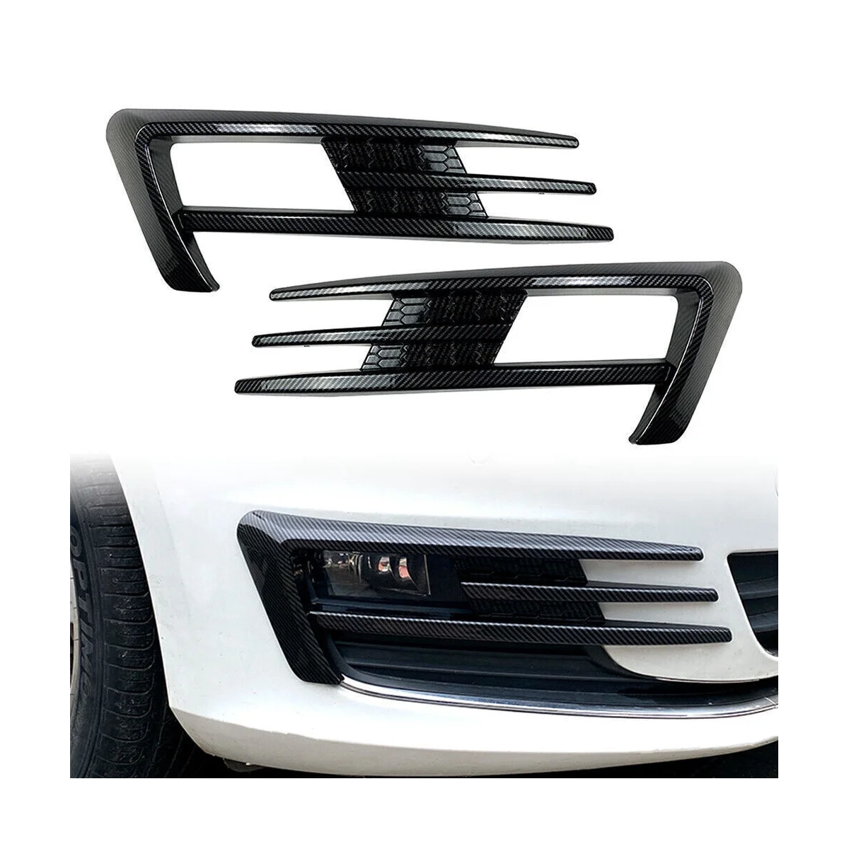 Car Tuning for Volkswagen Golf 7 2013 2014 2015 2016 Fog Light Wind Blade Decoration Front Wind Blade Piano Black