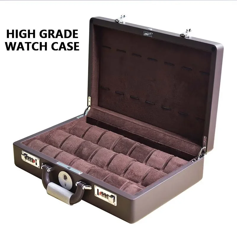 For Watch Watch Case Fingerprint Unlocking Suitcase Luxury Display Storage Watch Organizer PU Leather 28 Slots Customizable Logo