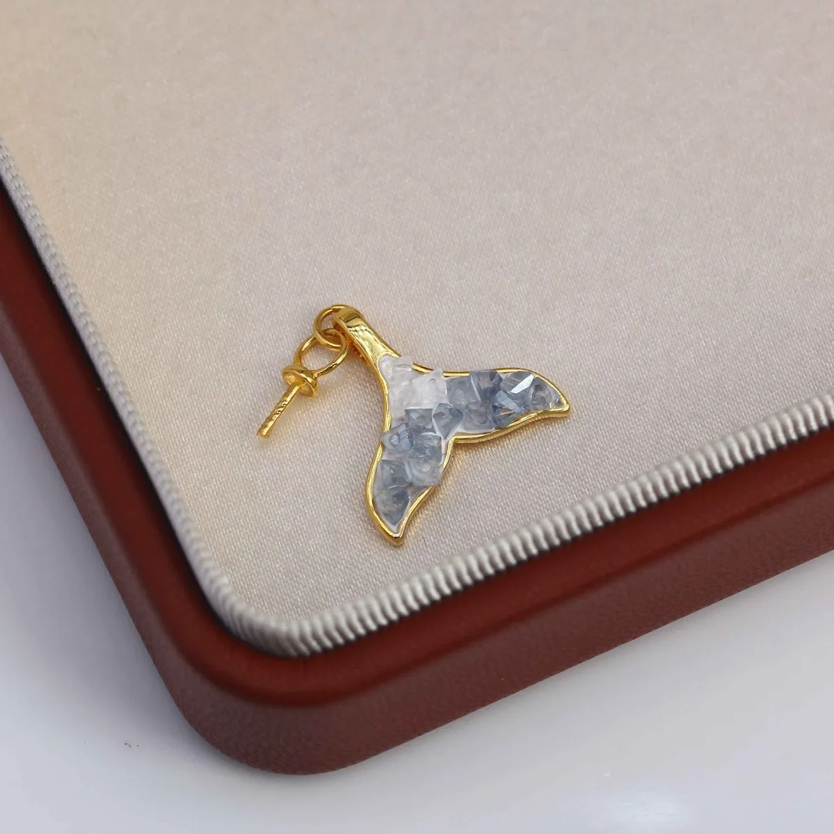 Brass Gold Plated Mermaid Tail Artificial Crystal Pearl Pendant Blank Setting, Sweet Fresh DIY Necklace Accessories For Women