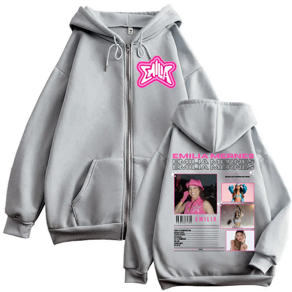 Emilia Mernes MP3 Tour 2025 Zipper Hoodie Men Women Fashion Y2k Aesthetic Zip Up Sweatshirts Casual Oversized Fleece Pullovers