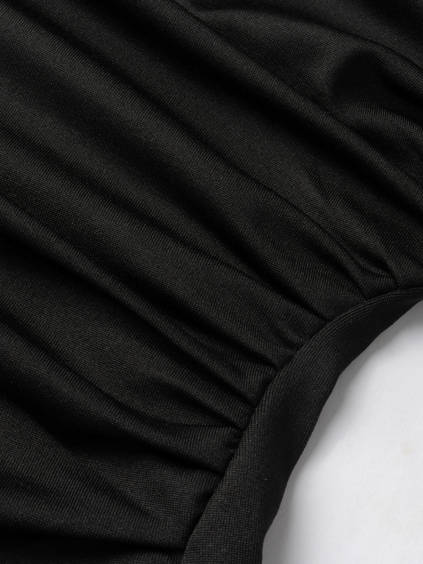 Herbst Damen Rollkragen Langarm-Oberteil Elegante Diagonal Geraffte Slim-Fit Bluse Einfarbiges Plissiertes Basic-Shirt Modisch Lässig – Detail 9