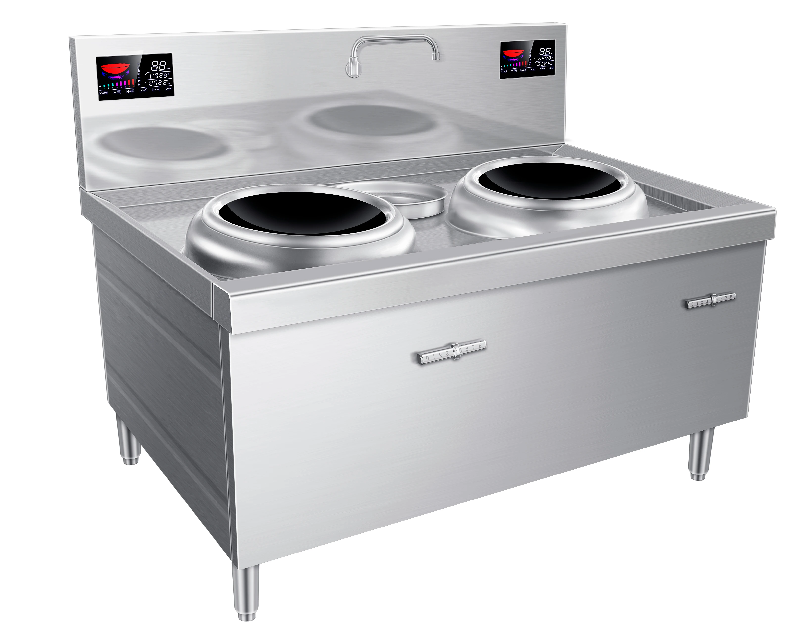 الموقد التعريفي الهجين اثنين الموقد مقعر طباخ كهربائي التعريفي موقد التجاري عالية الطاقة التعريفي طباخ