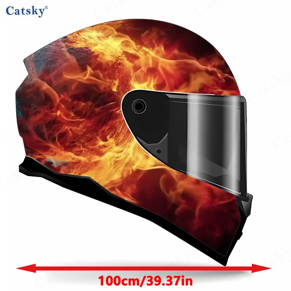 Ice and Fire Skull PVC material self adhesive waterproof motorcycle helmet sticker, paste firmly and do not fall, waterproof and