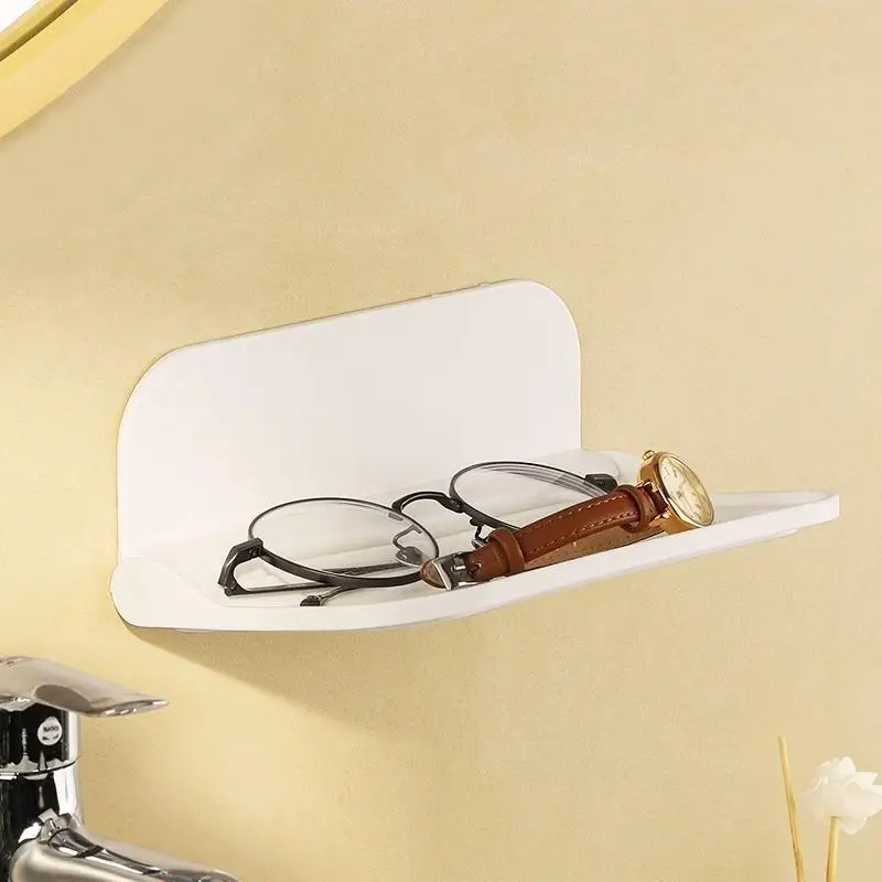 ~1/2Pcs Wall Mounted Folding Storage Shelf No Drilling Installation Waterproof For Bathroom Kitchen Storing Small Daily Items