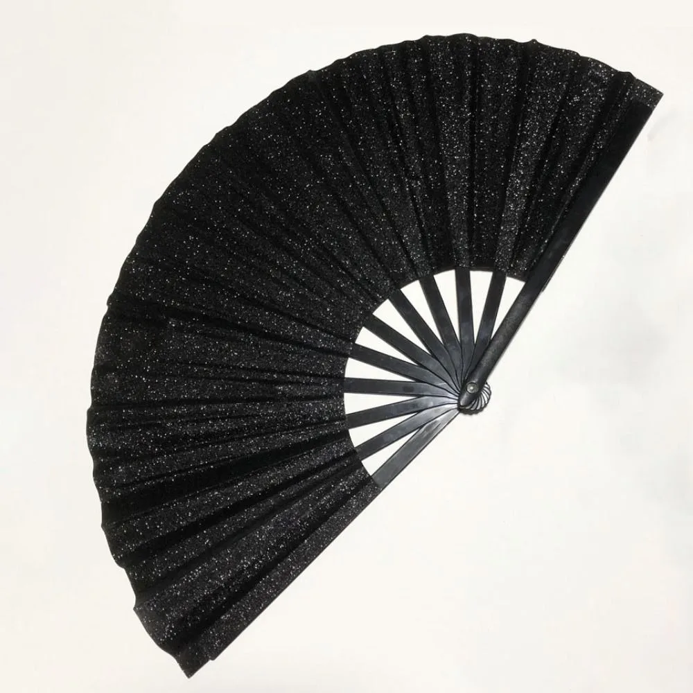 

Shiny Glitter Sparkling Folding Fan Handheld Decorative Performance Dance Fan 33cm Hand Rave Fan Club