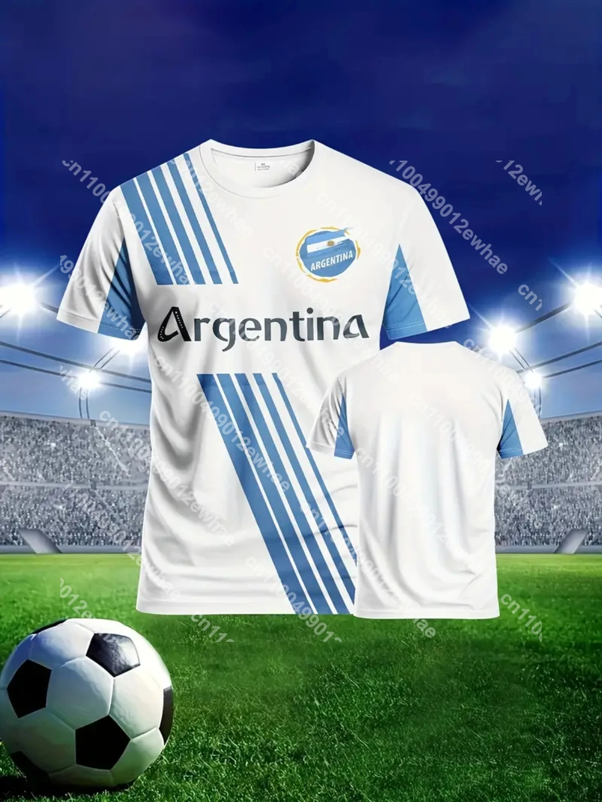 

Summer Men's Women's Soccer Training Jerseys Argentina Flag Color Pattern Design Short Sleeves Comfortable Breathable Quick-Dry