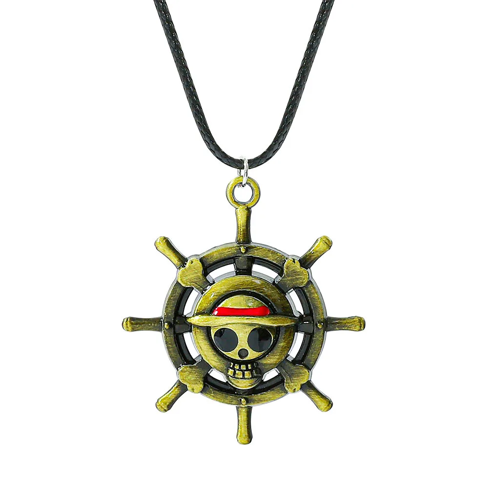 

Cartoon ONE PIECE Monkey D. Luffy rudder logo alloy necklace ONE PIECE anime surrounding retro personalized necklace