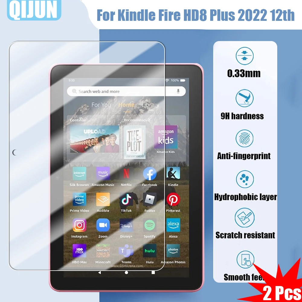 

Tablet Tempered glass film For Kindle Fire HD 8 Plus 2022 Explosion proof and scratch resistant waterpro Anti fingerprint 2 Pcs