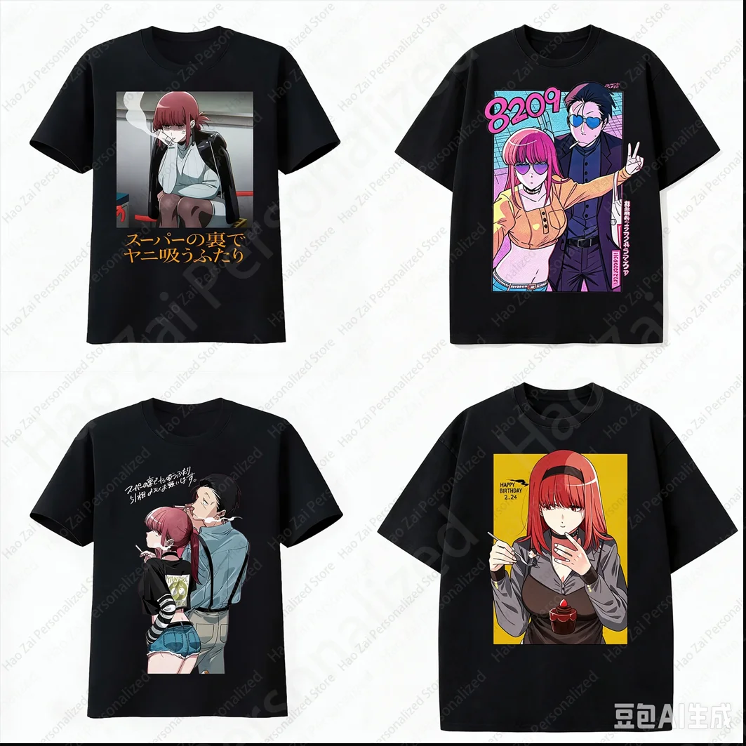 Summer Hot Sale Anime Smoking Behind The Supermarket with You T-shirt Y2K Unisex Cotton O-neck Tees Loose Streetwear Daily Tops