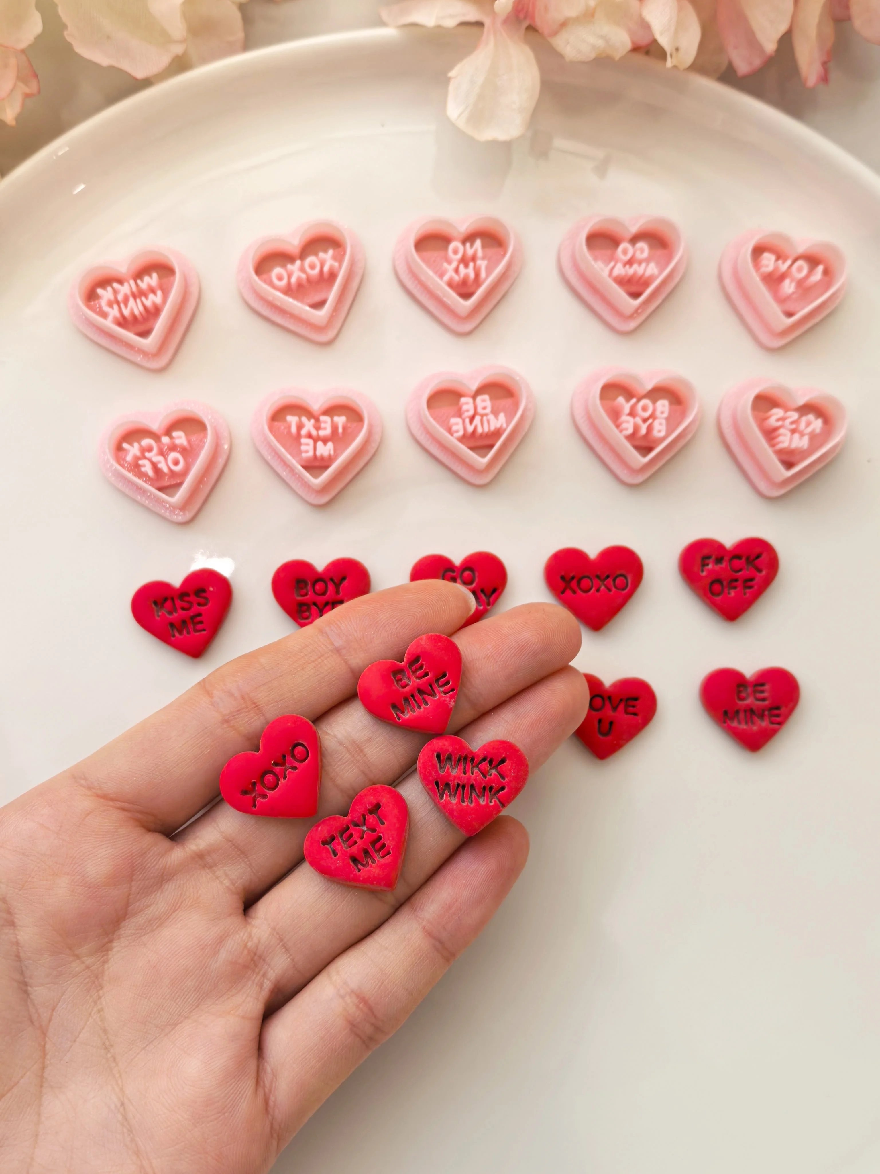 Valentine Love Word Heart Polymer Clay Cutter Set Soft Ceramic Earring Mold Text Heart DIY Handmade Pendant Jewelry Craft Tool