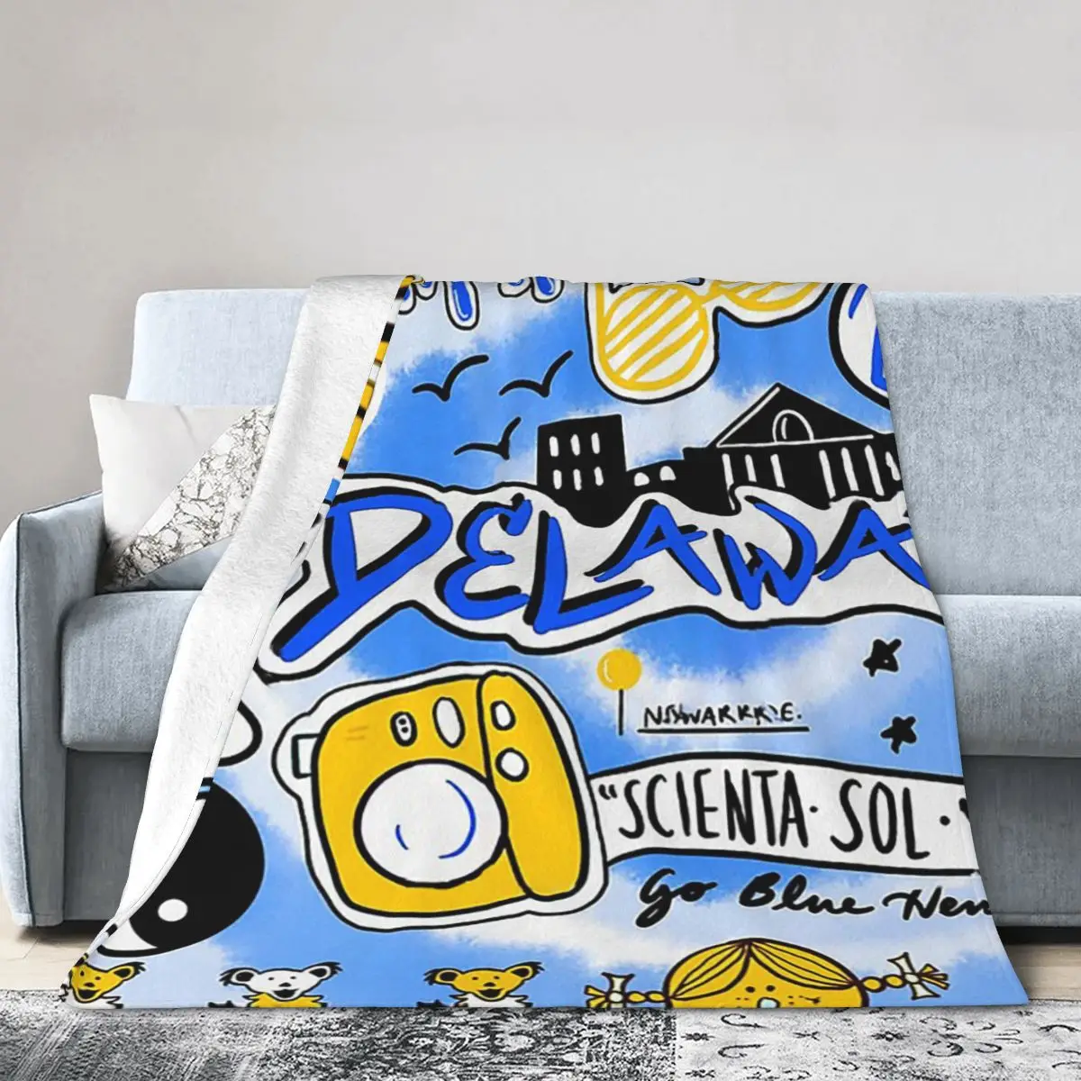 

University Of Delaware Blankets Soft Warm Flannel Throw Blanket Cover for Bed Living room Picnic Travel Home Couch